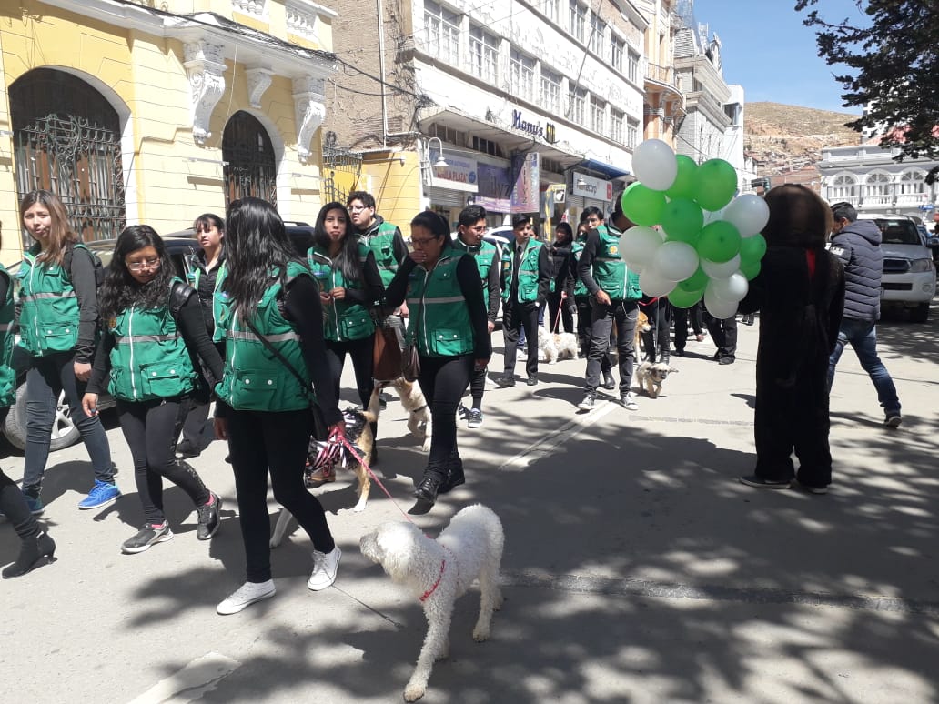 El desfile fue silencioso para cuidar a las mascotas de los sonidos. Foto: LA PATRIA.