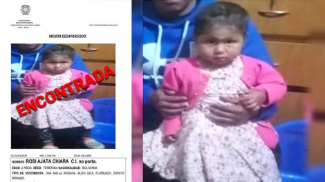 Encuentran a la niña Rosi abandonada en una localidad de La Paz