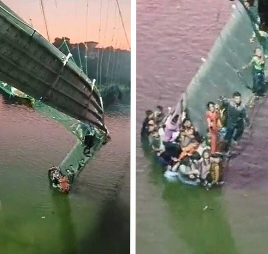 Puente colgante cae en India