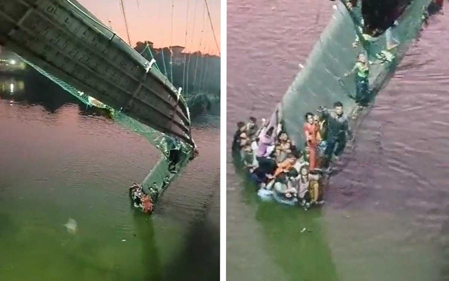 Puente colgante cae en India