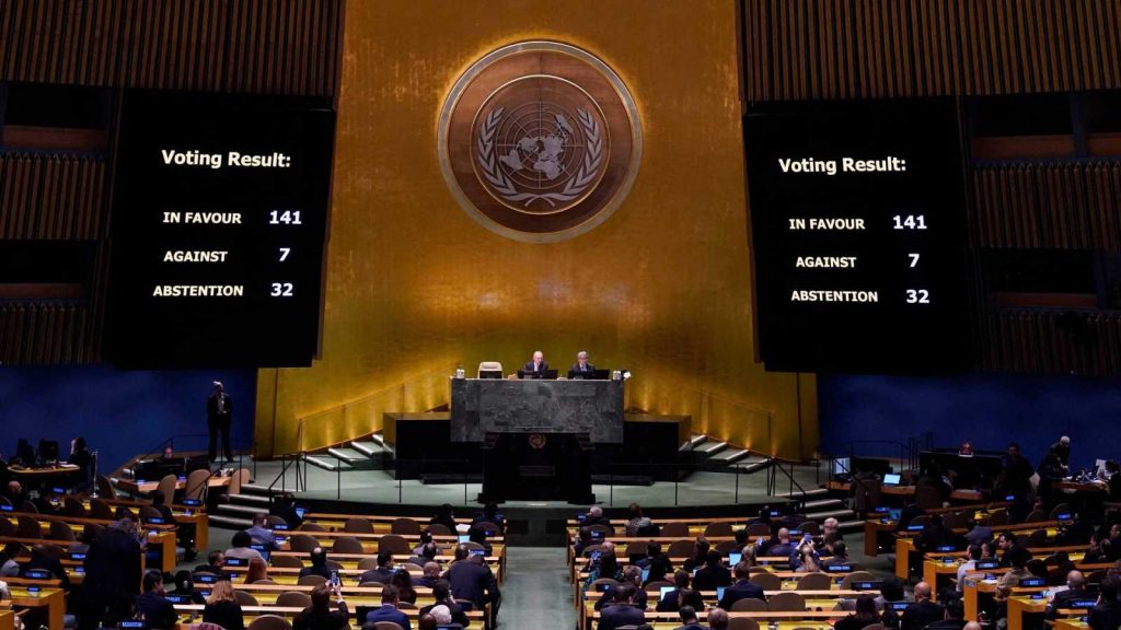 ONU aprueba resolución condenatoria contra Rusia