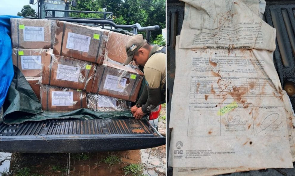 Accidente en el Tipnis: Vehículo del INE arrastrado por río con material censal