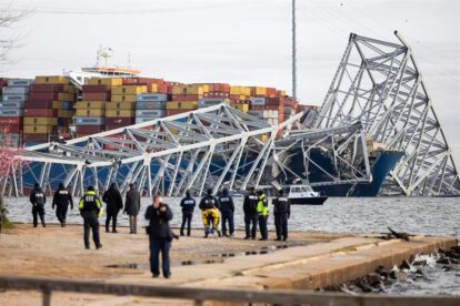 Colapso del puente Francis Scott Key tras ser impactado por un barco carguero