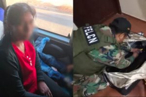 Cocaína en maleta camuflada con trajes de morenada