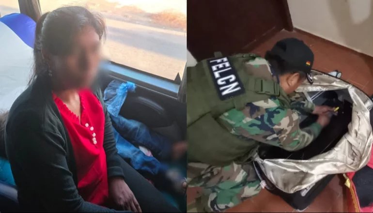 Cocaína en maleta camuflada con trajes de morenada