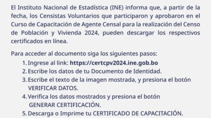 Certificados de capacitación para Censistas Voluntarios disponibles en línea