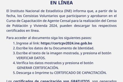 Certificados de capacitación para Censistas Voluntarios disponibles en línea