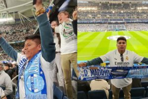 Senador Loza en el partido de la Champions League