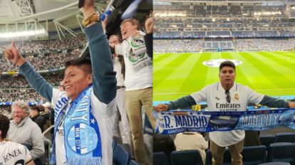 Senador Loza en el partido de la Champions League