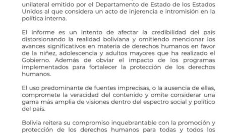 Gobierno rechaza informe de EE.UU. sobre derechos humanos