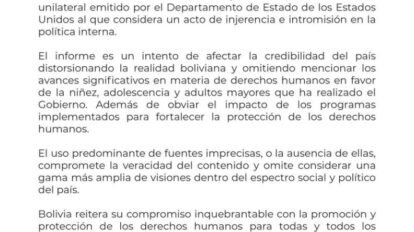 Gobierno rechaza informe de EE.UU. sobre derechos humanos