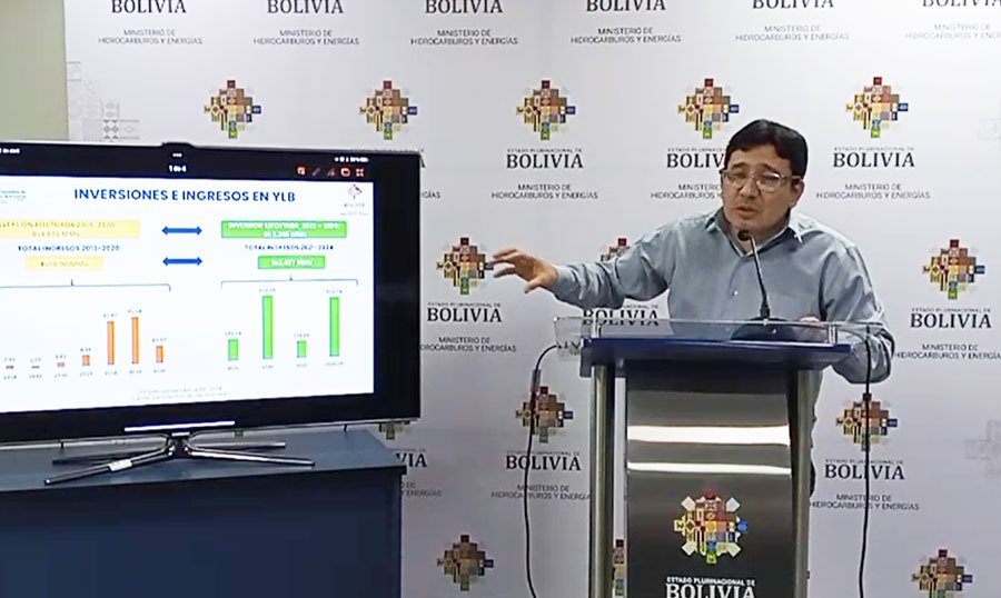 El ministro de Hidrocarburos y Energías, Franklin Molina, explica avances en la industrialización del litio