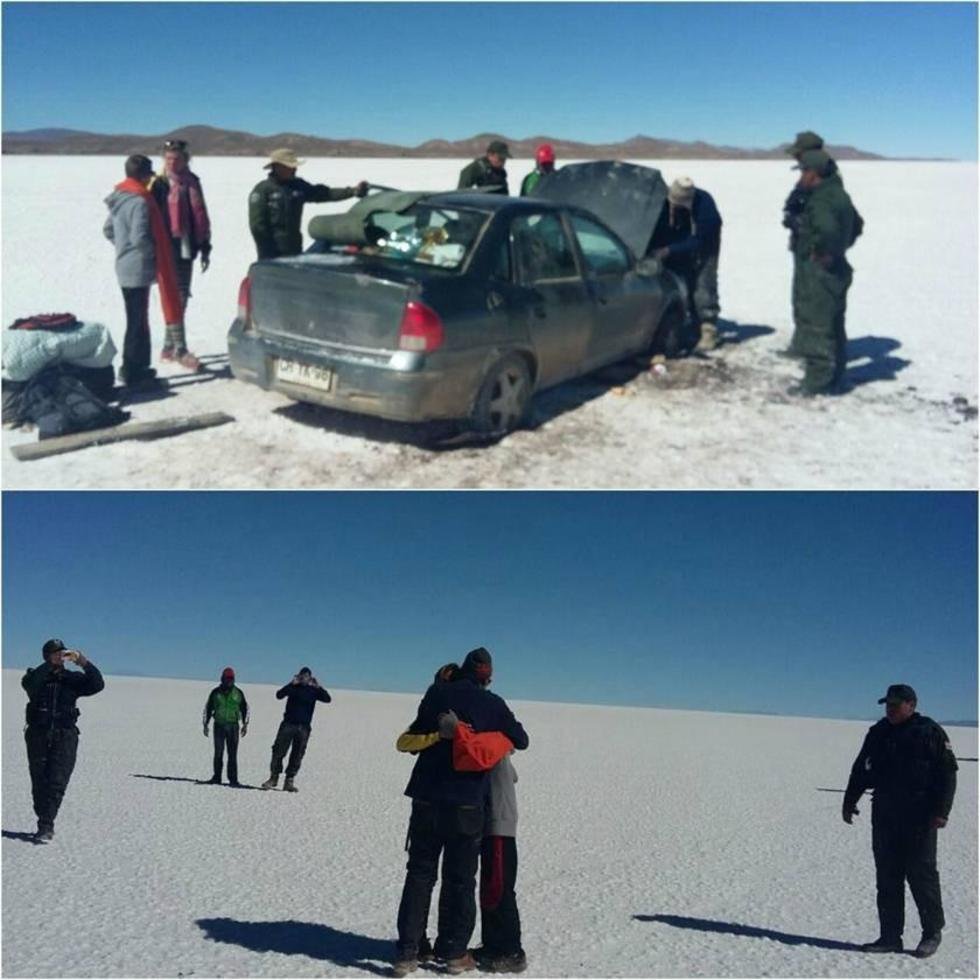 Policía rescata a turistas en Salar de Uyuni