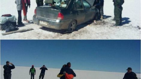 Policía rescata a turistas en Salar de Uyuni