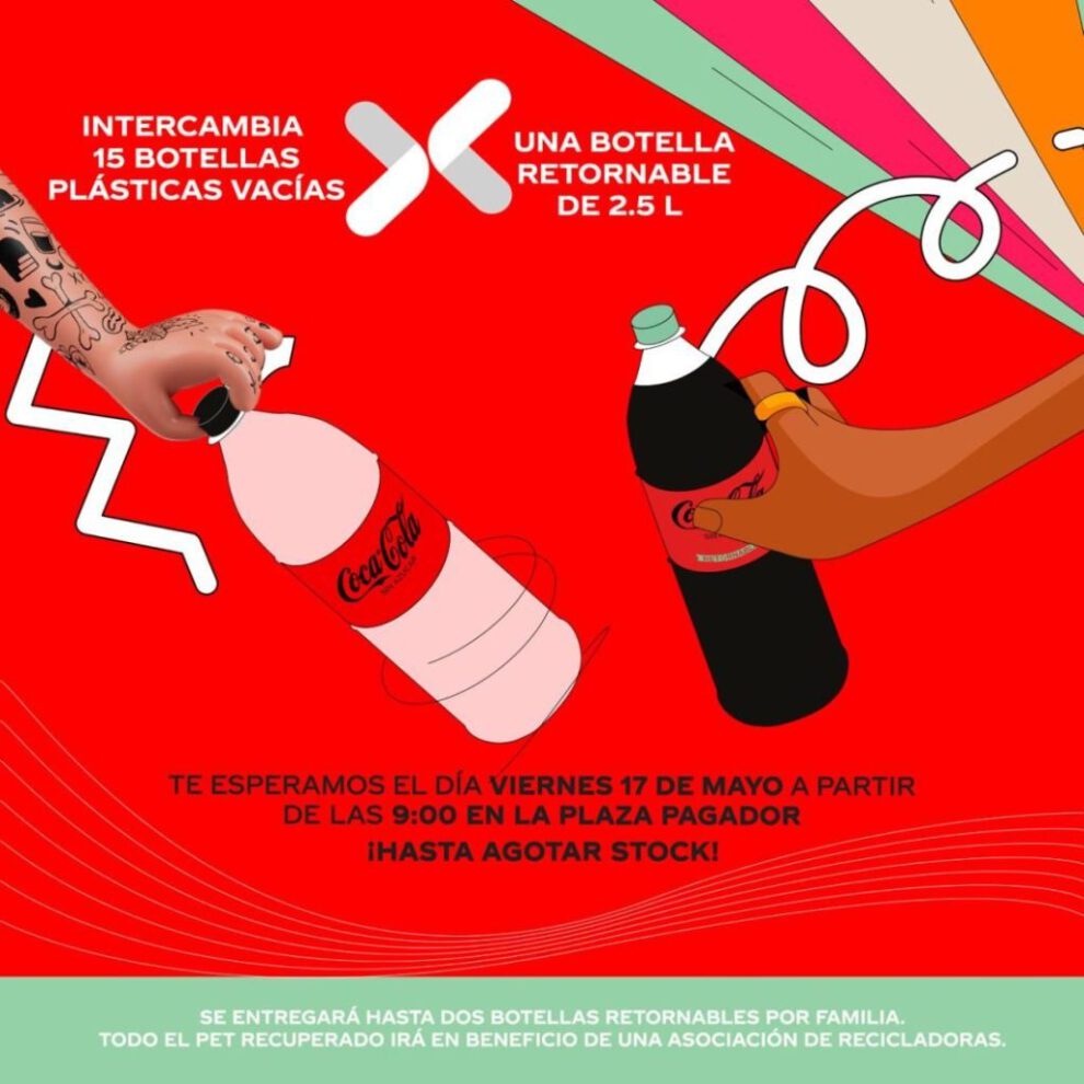 intercambio de botellas plásticas por retornables en el Día del Reciclaje