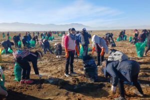Voluntarios unen esfuerzos para limpiar el lago Uru Uru