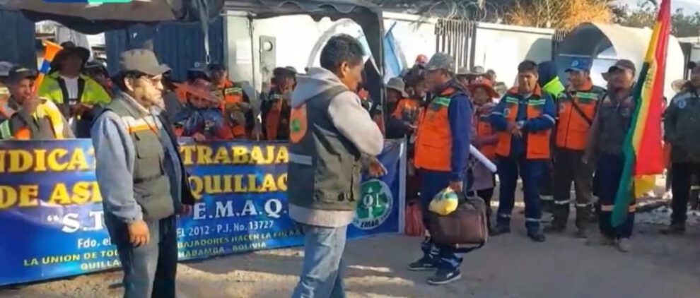 paro de trabajadores de aseo en Quillacollo
