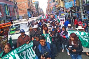 Gremiales llegan a La Paz tras marcha desde Patacamaya