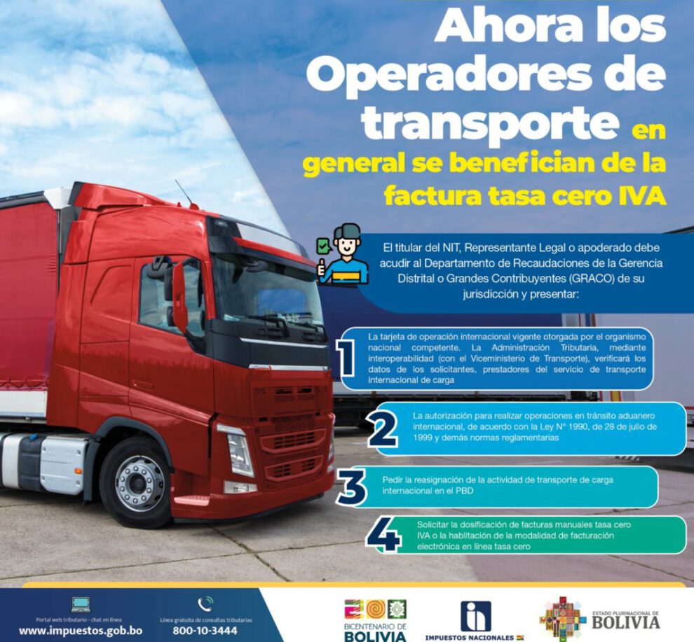 tasa cero IVA para operadores de transporte