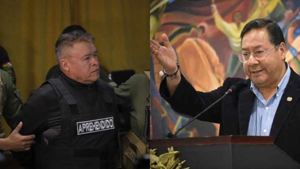 Presidente Luis Arce y el excomandante del Ejército, general Juan José Zúñiga