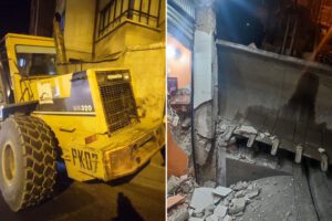 Tractor choca vivienda La Paz