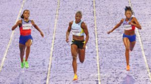 Julien Alfred ganadora de los 100 metros en los Juegos Olímpicos de París 2024