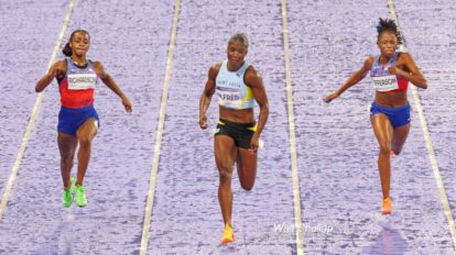 Julien Alfred ganadora de los 100 metros en los Juegos Olímpicos de París 2024