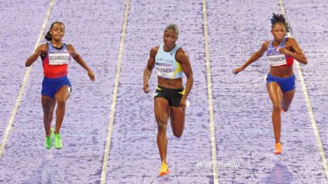 Julien Alfred ganadora de los 100 metros en los Juegos Olímpicos de París 2024