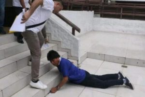 Evo Morales caída tras conferencia en Santa Cruz