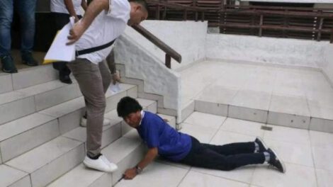 Evo Morales caída tras conferencia en Santa Cruz