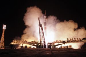 Imagen de archivo de la nave rusa Soyuz MS-03 despegando desde el Cosmódromo de Baikonor