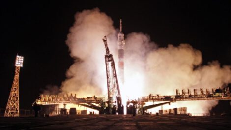 Imagen de archivo de la nave rusa Soyuz MS-03 despegando desde el Cosmódromo de Baikonor