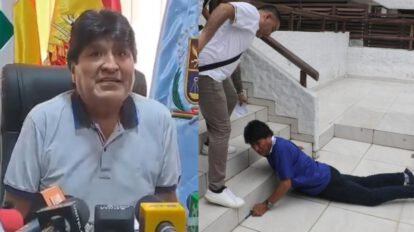 Evo Morales caída tras conferencia en Santa Cruz