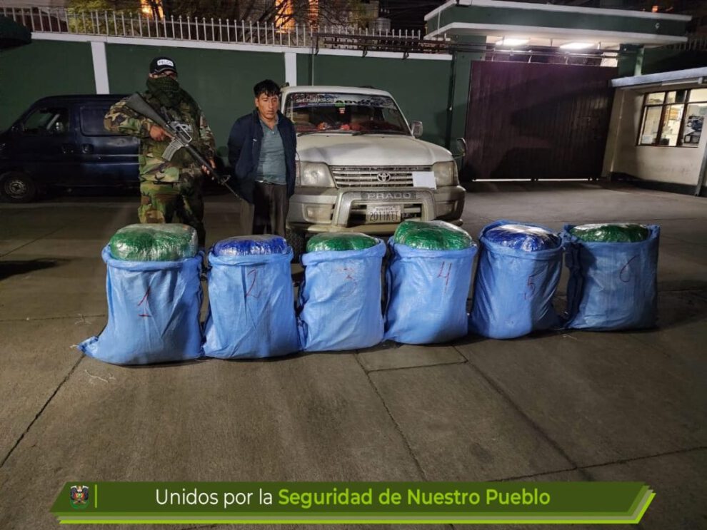 Aprehensión de marihuana en Cochabamba