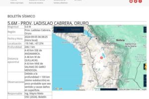 Sismo en Oruro de 5,6 grados