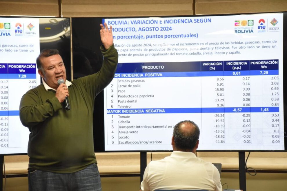 Inflación en agosto alcanza 1,58% según Humberto Arandia del INE