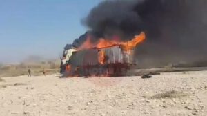 camión de contrabando incendiado en Tarija