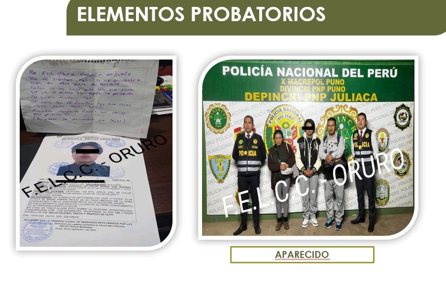 Joven orureño desaparecido encontrado en Perú