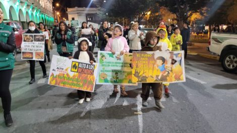 Gran Marcha por la Amazonia en Oruro contra incendios forestales