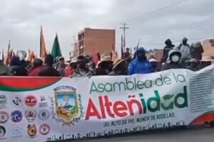 Marcha de la Asamblea de la Alteñidad exigiendo la detención de Evo Morales