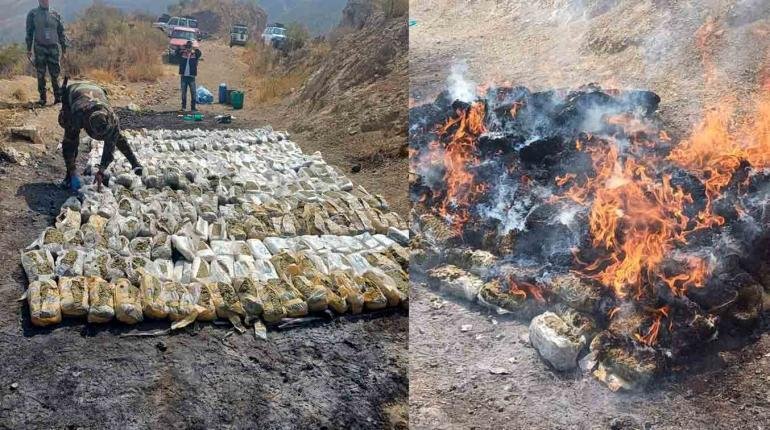 Incineración de droga por la Felcn en Cochabamba
