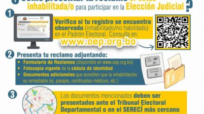 Inhabilitaciones en el padrón electoral para las Elecciones Judiciales
