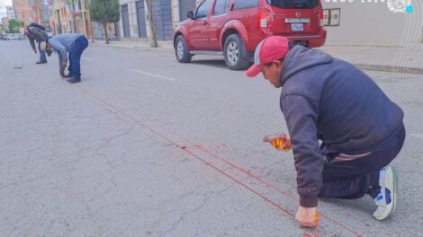Demarcación de puestos de venta en la calle Montesinos