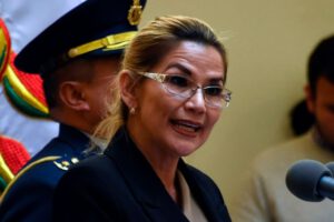 La expresidente Jeanine Añez en el juicio de Añez
