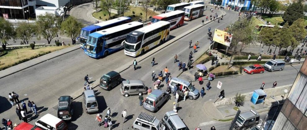 Bloqueo en La Paz por afiliados al sindicato Chuquiago Marka