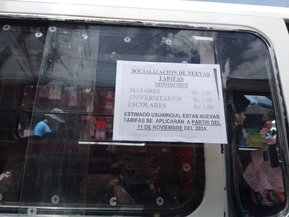 Nuevas tarifas minibuses Oruro