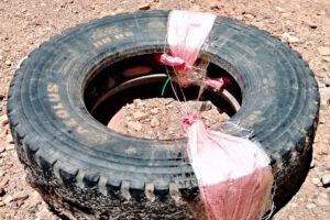 Dinamita camuflada en neumáticos hallada en Parotani
