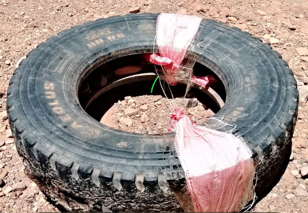 Dinamita camuflada en neumáticos hallada en Parotani