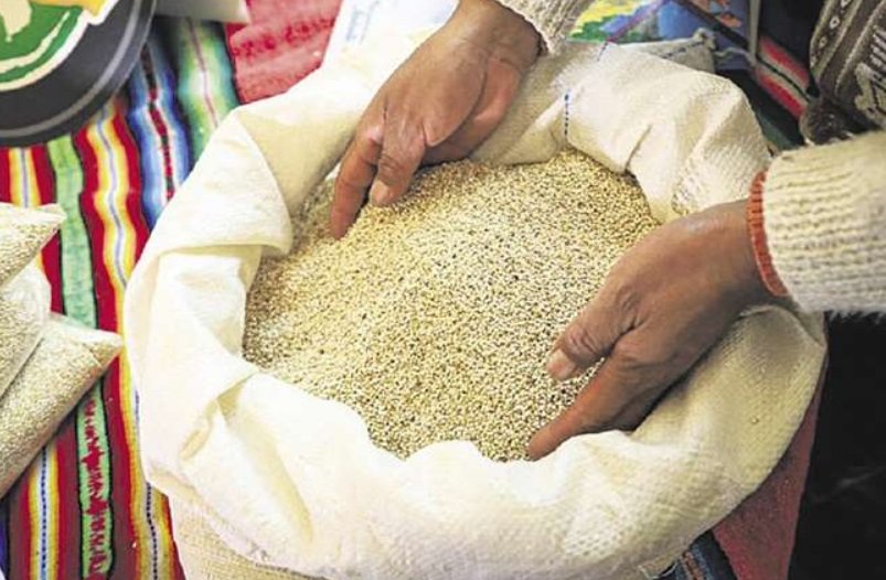 Quinua de contrabando incautada en Viacha