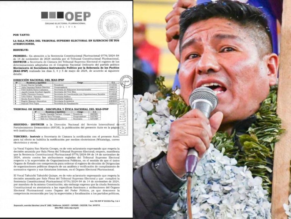 Grover García presidente del MAS reconocido por el TSE